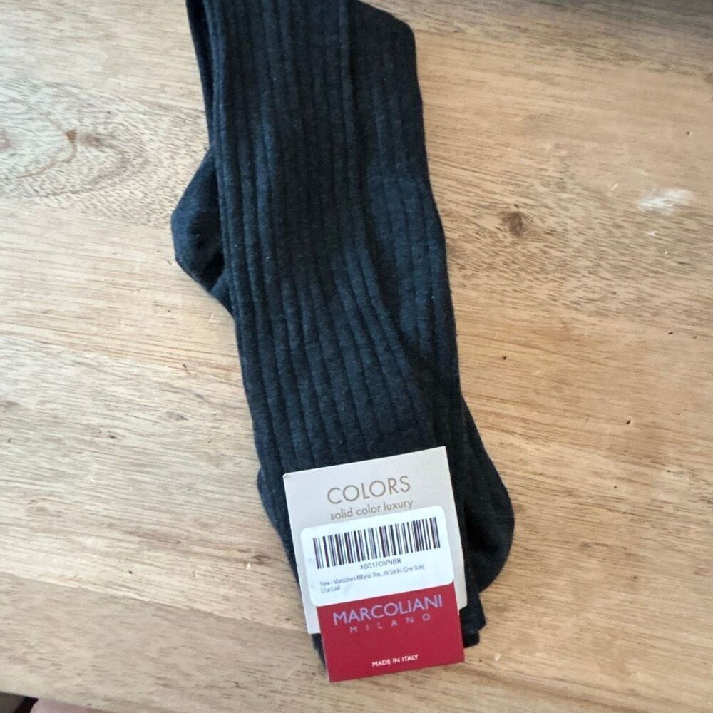 New MARCOLIANI Milano charcoal gray luxury cotton socks knee-high men's size 8 t